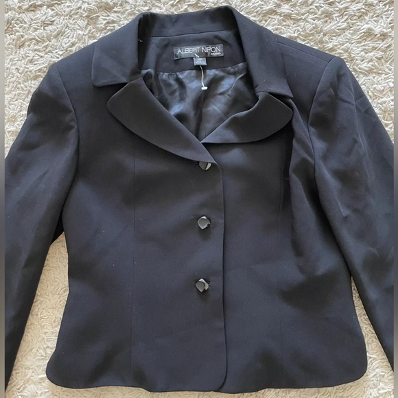 ALBERT NIPON Evening black long sleeve blazer jacket 4 p 4p petite - Picture 2 of 5